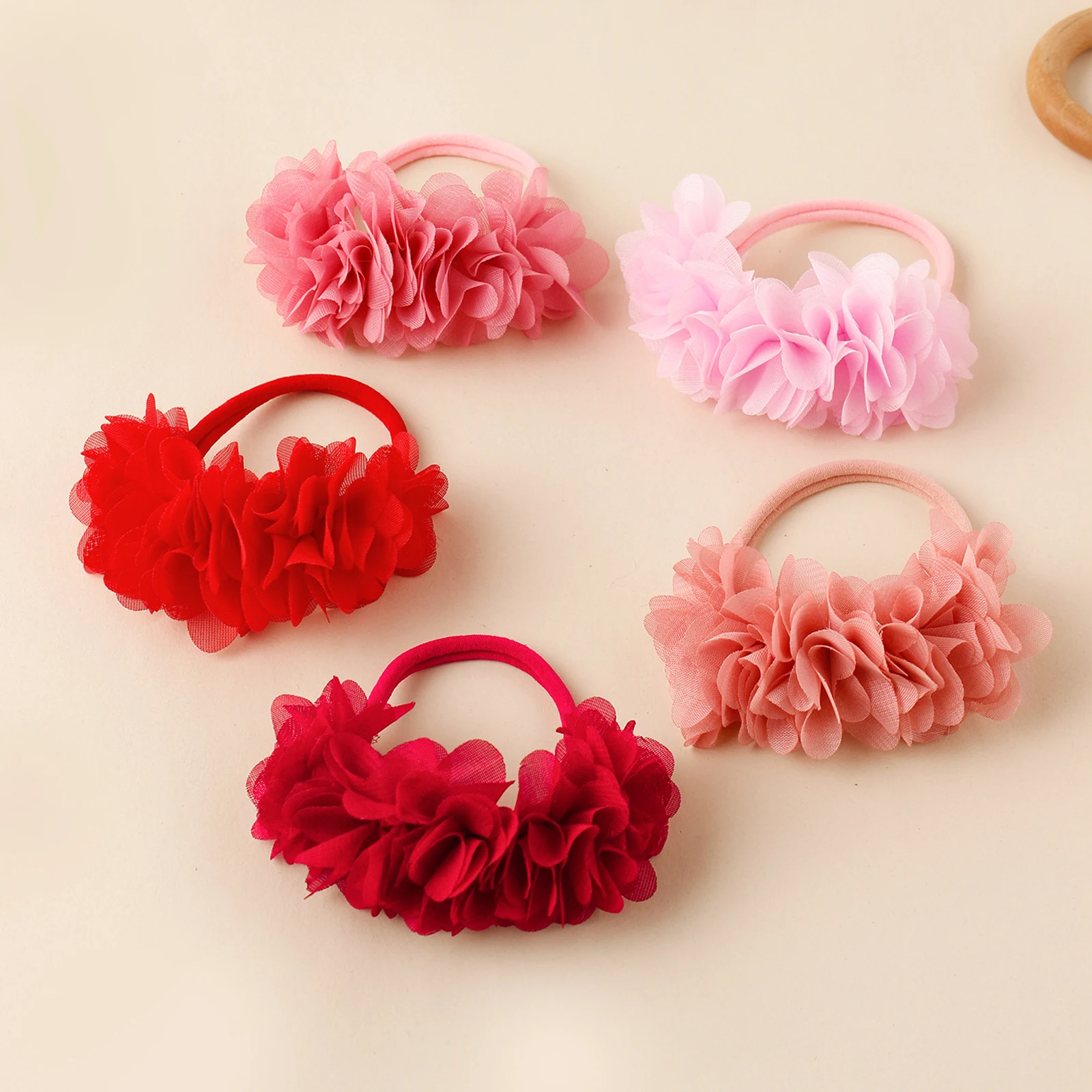 5pcs Baby Flowers Headband For Weeding Party Girls Cute Decor Hair Accessories For Photograph Newborn Soft Stretchy Nylon Turban