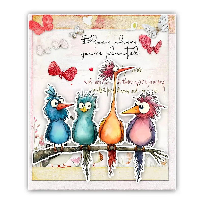 Cute Funny Birds Cutting Dies Clear Stamp DIY Scrapbooking Metal Dies Silicone Stamp For Card Albums