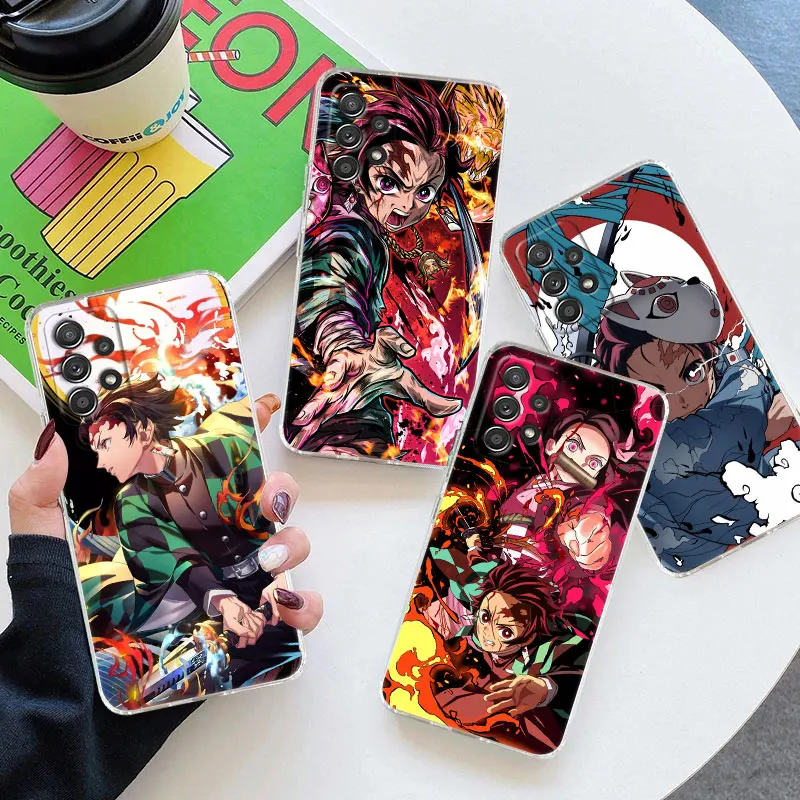 Anime Kimetsu No Yaiba Case For Samsung Galaxy A55 A54 A52 A53 A15 A14 A21S A23 A34 A35 A33 A72 Phone Cover Demon-Slayer Tanjiro