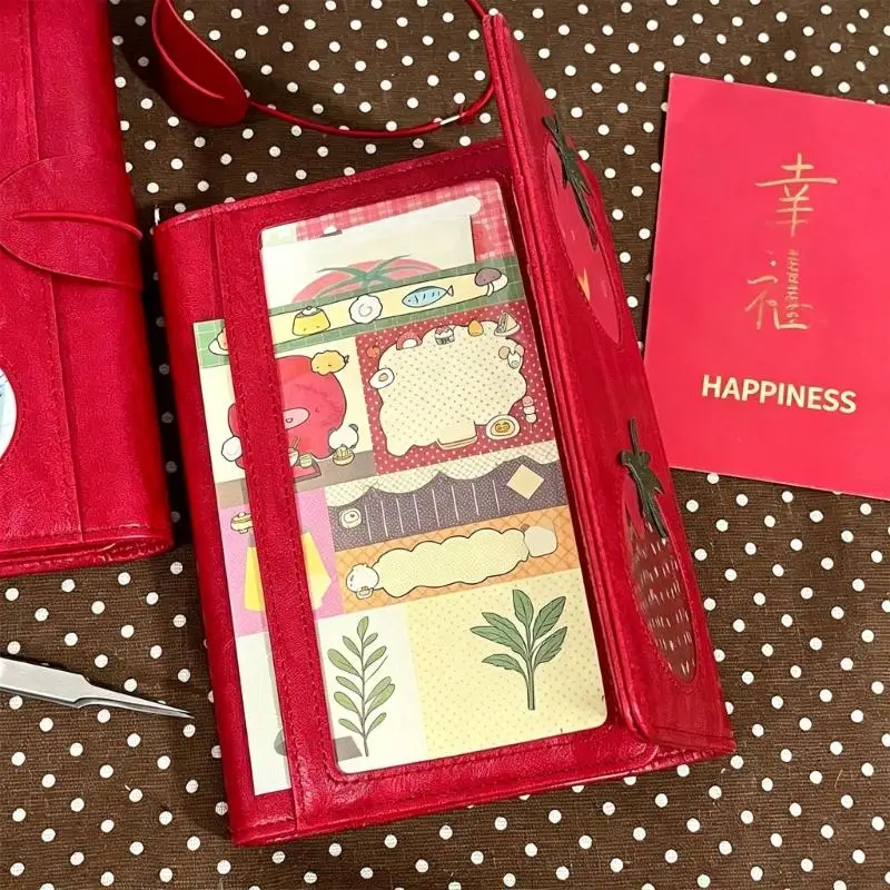 Notebook Journal with Synthetic Leather-Style Red Cover, Portable Writing Book for Daily Planning and Journaling H8WD