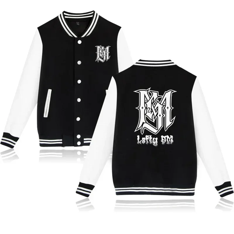 

Rapper lefty SM baseball uniform fleece jacket women men streetwear hip hop long sleeve pink hoodie sweatshirts