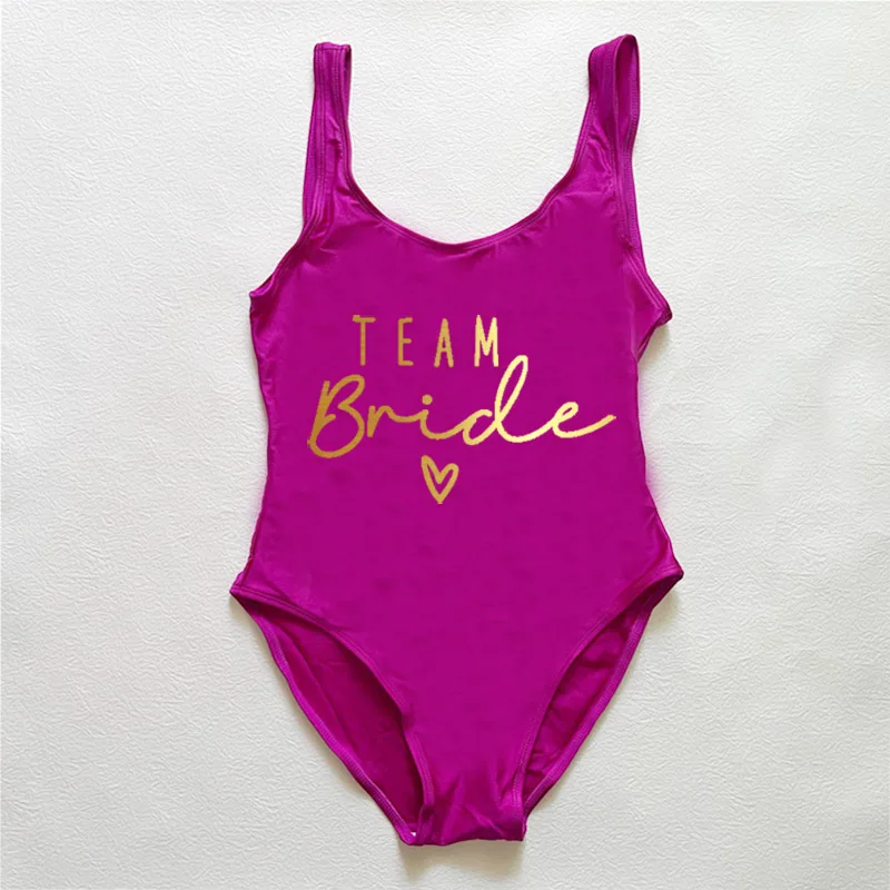 S-3XL One-Piece Swimsuit Women Team Bride Summer Swimwear Higt Cut Low Back Bathing Suit Bachelor Party Swimming Suit Beachwear image 3