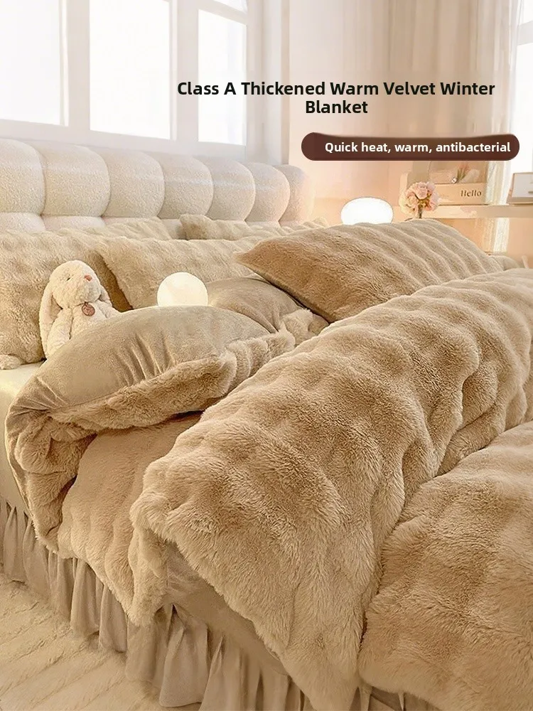 

Утолщенное теплое одеяло из молочного вельвета с кроличьим плюшем, наполненное полиэфирным волокном, для студенческих общежитий, весна-осень-зима