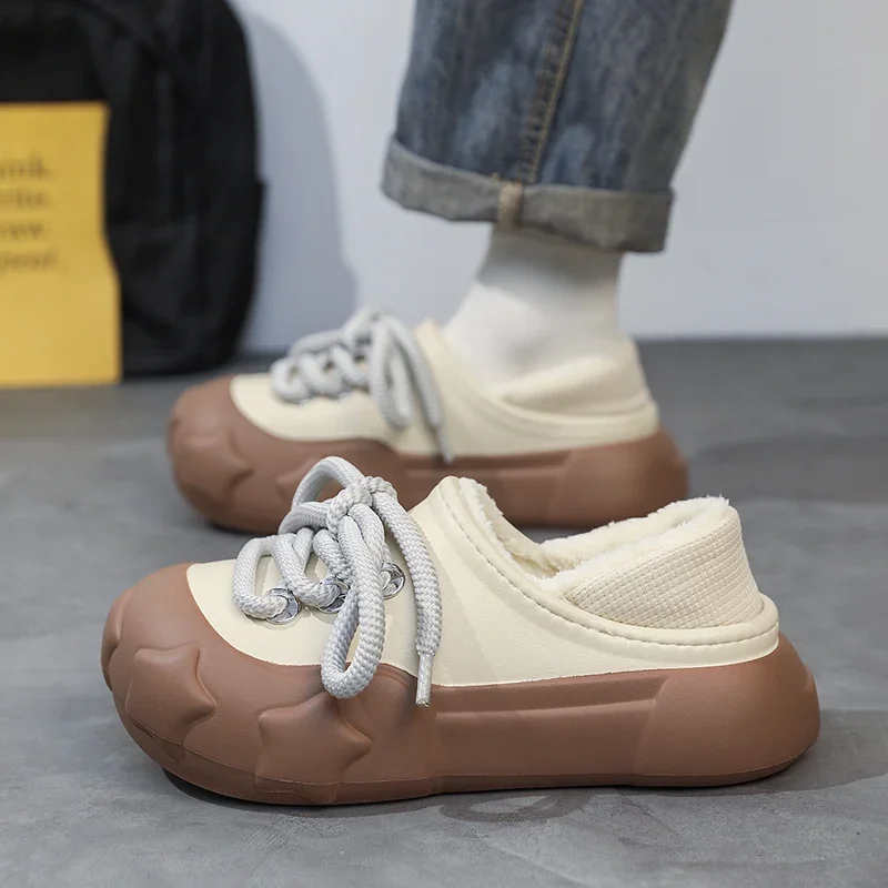 

Хлопковые тапочки для пар для мужчин и женщин, зима 2026, новая домашняя утепленная теплая верхняя одежда на толстой подошве и флисовой подкладке