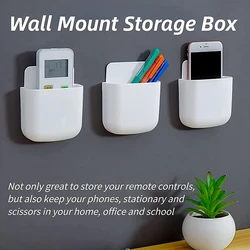 Wall Hanging Storage Box Household Living Room Conditioner Remote Control Bedside Phone Storage Holder Organizer Box Shelf White