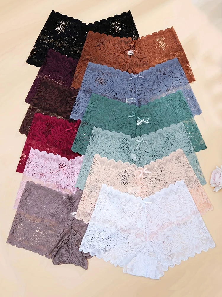 12PCS 여성 레이스 팬티 섹시한 V 허리 란제리 여성 편안한 속옷 숙녀 패션 스타일 솔리드 컬러 속옷 S-XL