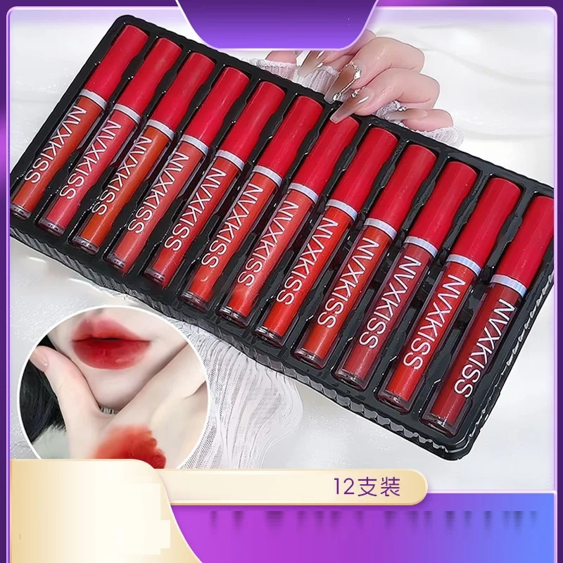 12 pcs Lip Glaze Long-Lasting & Affordable Matte Finish Lip Glosses