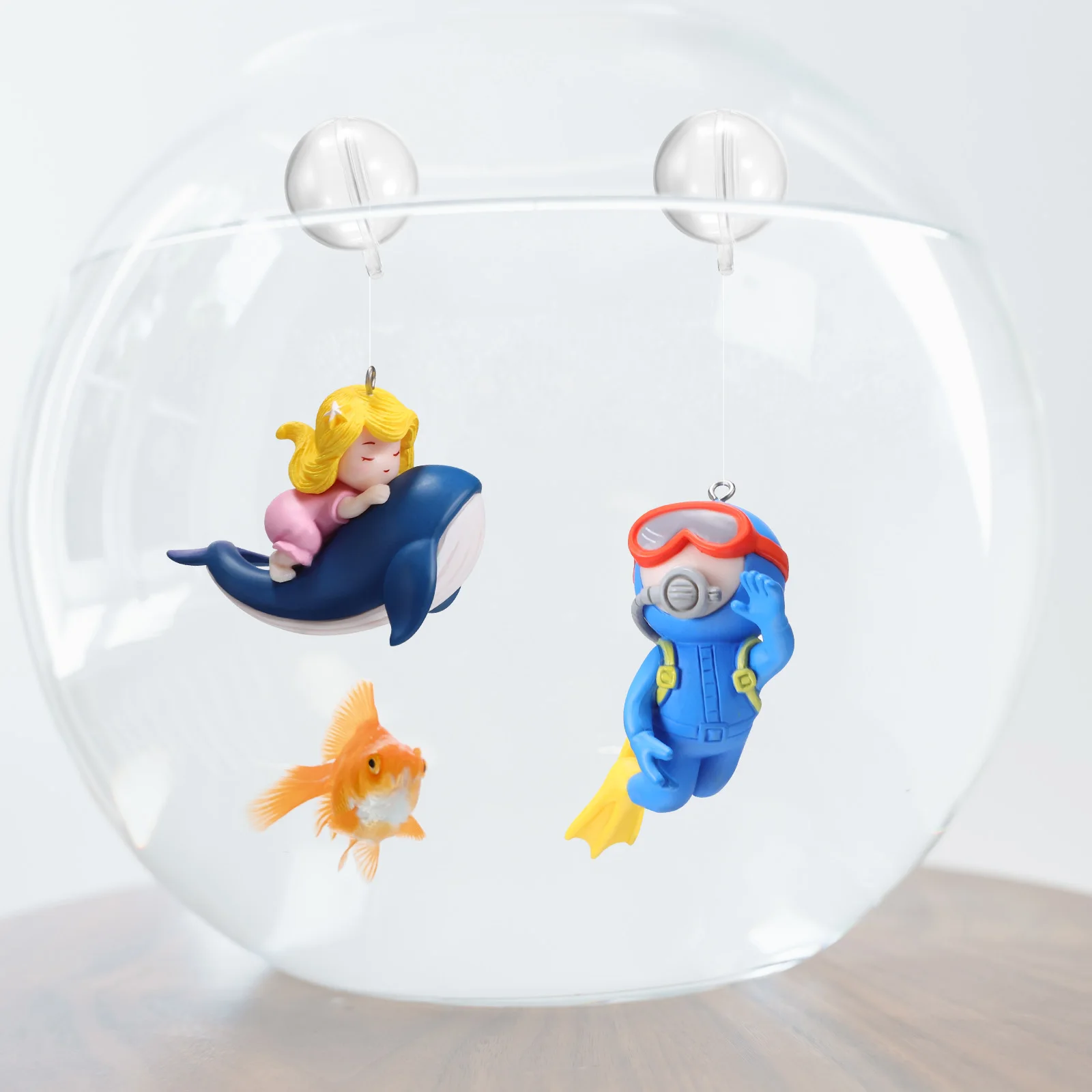 

2 pcs Floating Diver Ornament For Aquarium Decorations Fish Tank Decor Pvc Waterproof Fade Resistant Marine Theme Party Supply