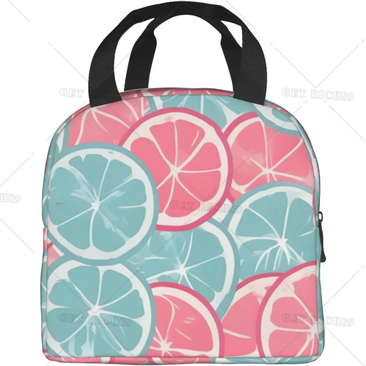 Pink Blue Citrus Slices Multi-Functional Aluminum Foil Insulated Lunch Bag for Work Outdoor Activities Long-Lasting Insulation