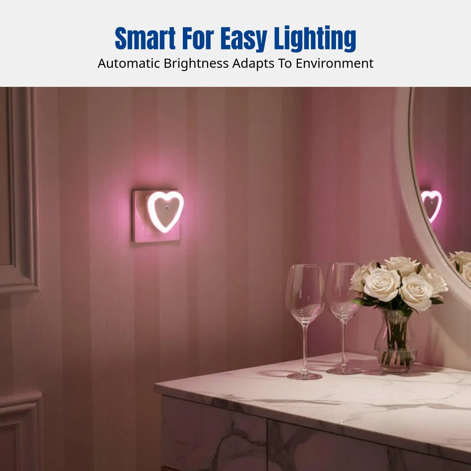 寝室用テーブルランプ-ledハート型ナイトライト、自動光制御付き、カップルの居心地の良い部屋の装飾に最適な温かい光