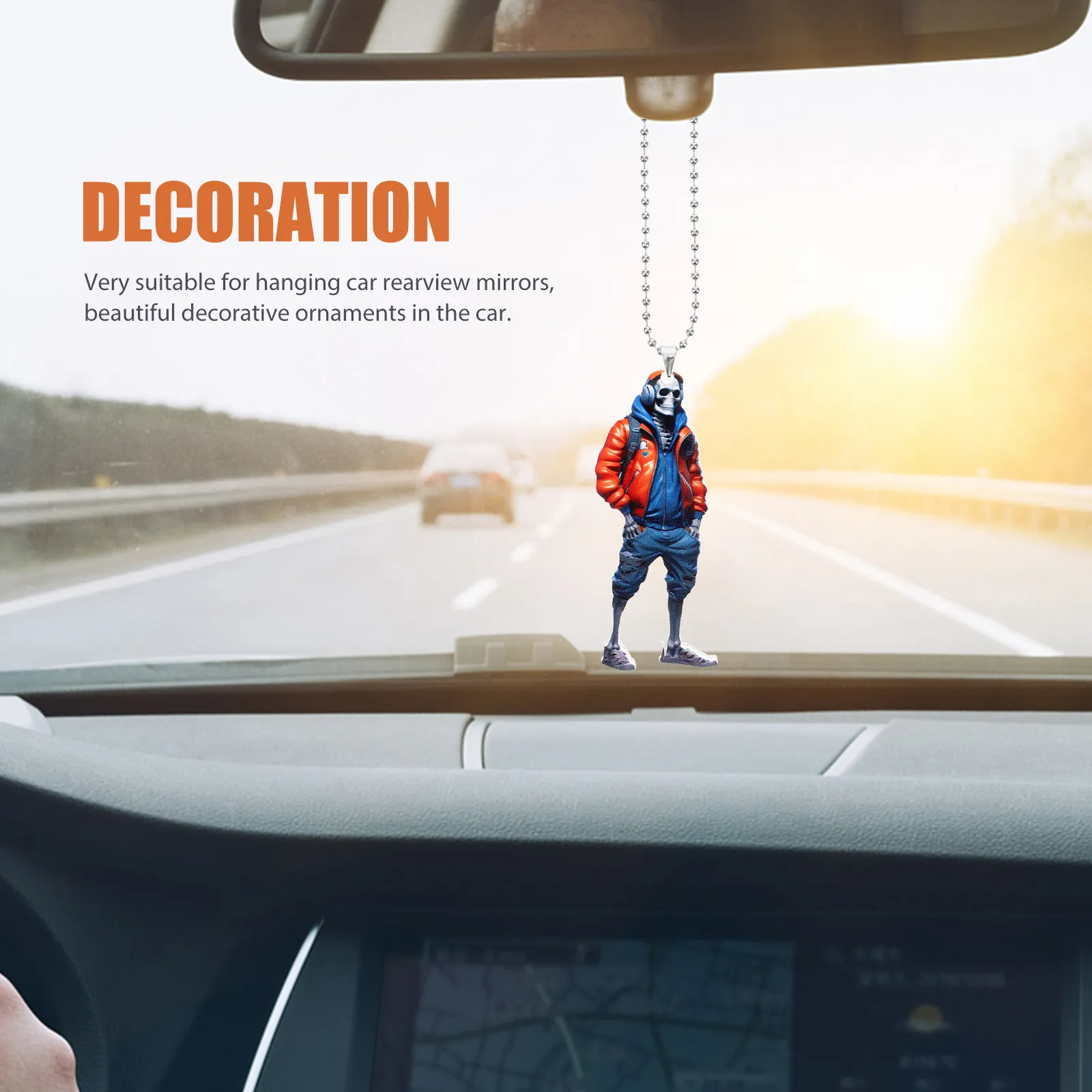 

Skull Acrylic Hanging Decoration for Rearview Car Rearview Mirror Hanging Decor Mirror Bag Home Car Interior Decor Durable