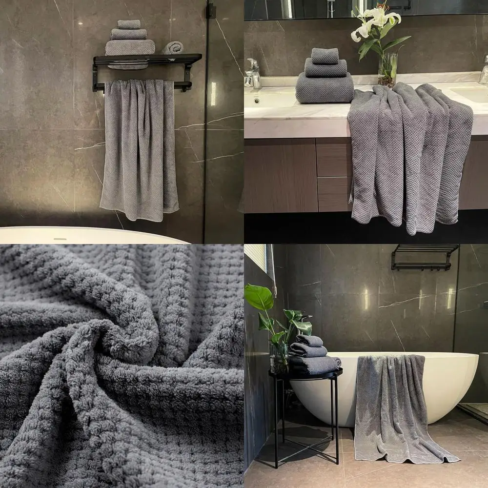 

Большие банные полотенца для взрослых 40x80 дюймов - набор из 6 штук, быстросохнущие, впитывающие, из микрофибры, цвет угольный