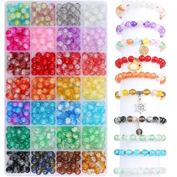 1Set/Bag 28 Grid Crackle Glass Beads Set Box 8mm Unique Loose Beads Handmade DIY Jewelry Bracelet Earrings Accessories Material