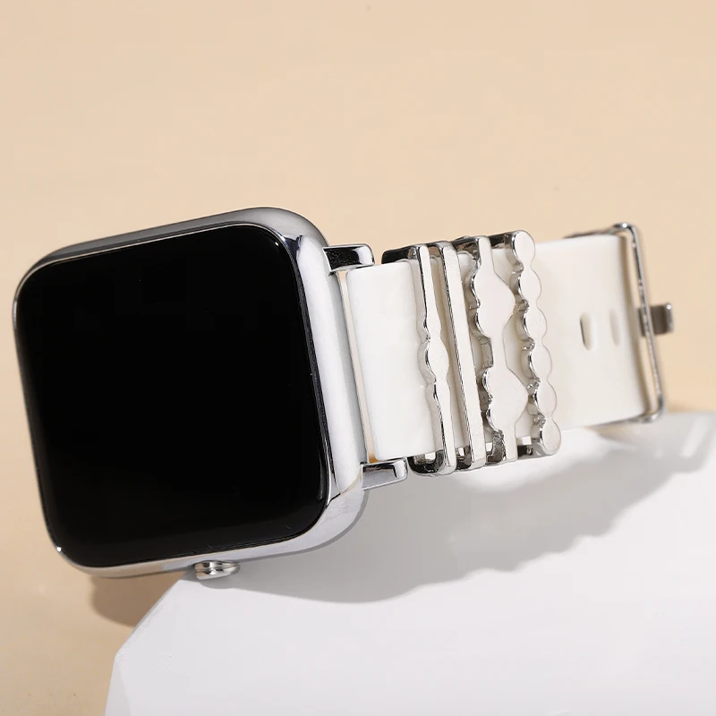 Watchband Charms for Silicone Strap Metal Round Heart Ring Set Decorative Charms for Apple Watch Strap Bracelet Jewelry Charm