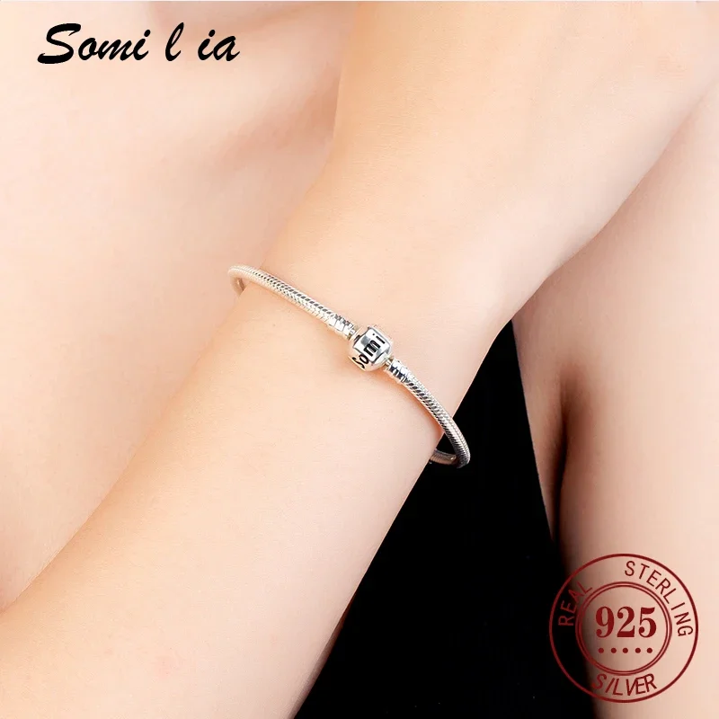 Ladies' temperament bracelet paired with exquisite round pendant beads, 925 sterling silver versatile gift for wedding partywear