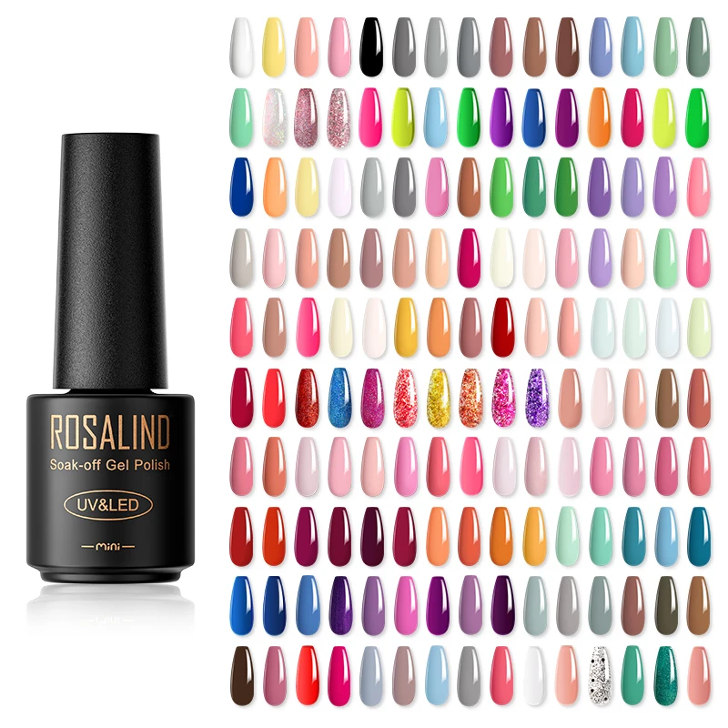 

ROSALIND Nail Gel Polish Summer Colorful Hybrid Gel Varnish Manicure UV Gel Nail Polish Primer Top Base Coat LED Nails Art