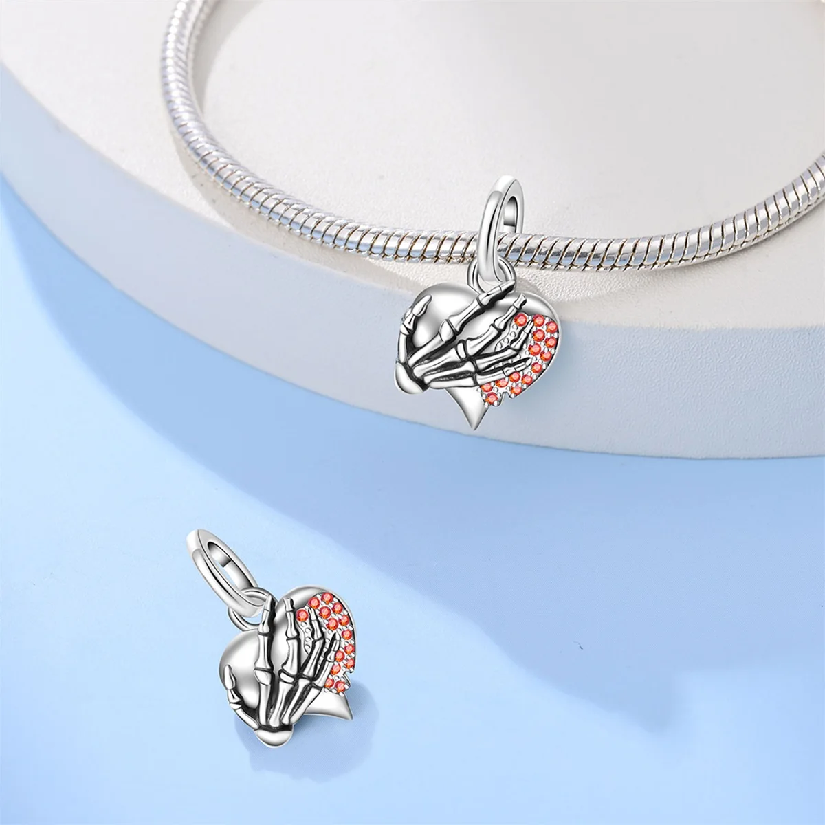 Original Charms 925 Sterling Silver Holding Heart Pendant Hand Beads Fit Bracelet Women Jewelry Making Diy Gift
