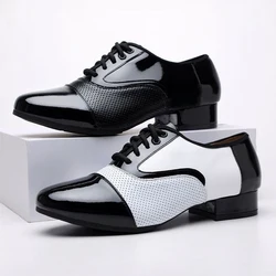 Sapatos de dança de couro respirável para homens, desempenho suave, social, latino, quadrado, vestido formal, jazz, tênis modernos