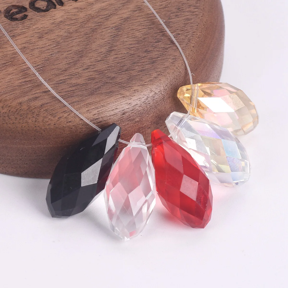 10pcs 25x12mm Teardrop Faceted Crystal Glass Top Drilled Pendant Drops Loose Beads for Jewelry Making DIY