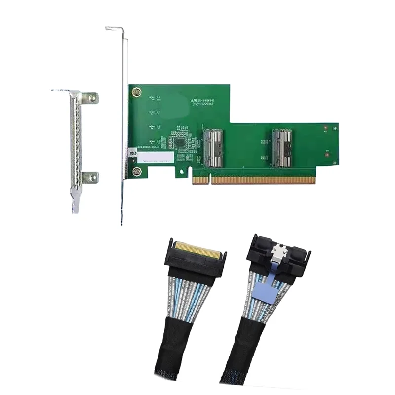 

Изысканная плата расширения MCIO Split Card Pcie 5.0 8X16x To 2Xmcio8i Baseboard 6PIN для видеокарты графического процессора с кабелем MCIO к MCIO