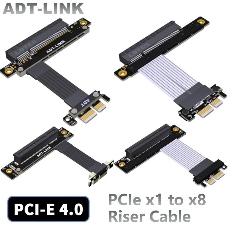 

ADT-Link PCI Express 4.0 x1 to x8 Extension Riser Cable PCIe x8 Capture Card RAID SSD LAN USB Cards Mainboard GPU Gen4 Extension