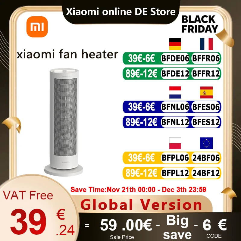 Xiaomi Fan Heater For Home Electric Heating Fans 2000W Multiple Safety Protections Household Radiator Warmer Machine 220V