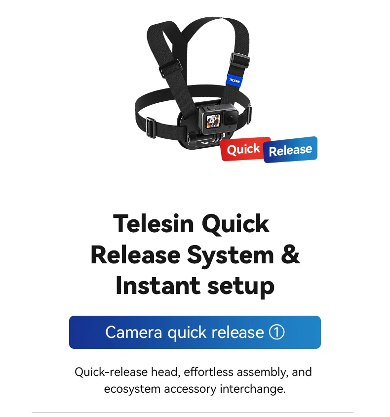 Teinin Quick Release Brustgurt halterung für Gopro Hero 12 11 10 9 8 7 6 5 insta360 dji osmo Action Kamera Zubehör – Detail 2