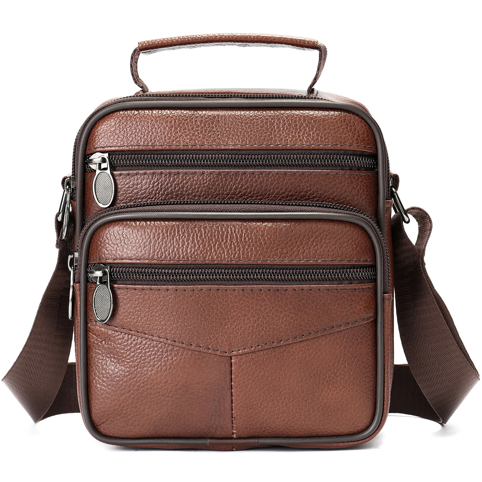 

Nesitu Vintage Black Brown Coffee Top Grain Genuine Leather Small Women Men Shoulder Messenger Bag Phone Purse m8363