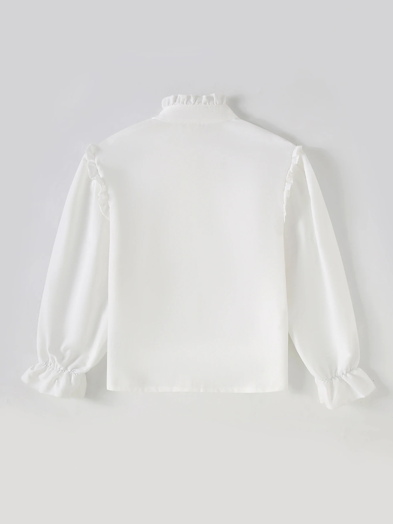 Spring And Summer New Girls' Stand Up Collar Trumpet Sleeves Long Sleeves Single Breasted Solid Color Versatile Shirt