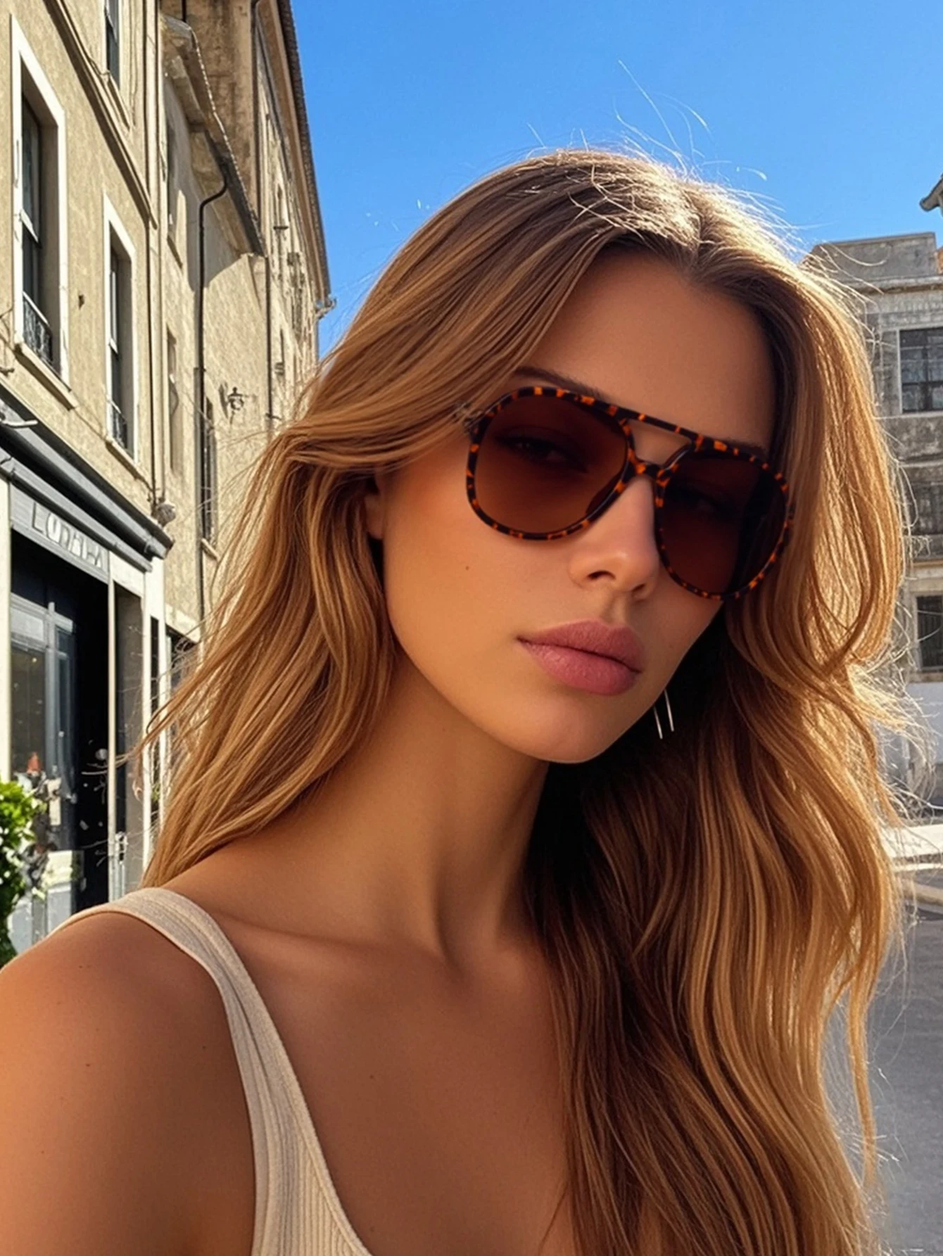 1Pc Retro Fashion Tortoiseshell Square Sunglasses Casual Simple Light Luxury High-End Fashion Item Beach Party Outdoor Travel