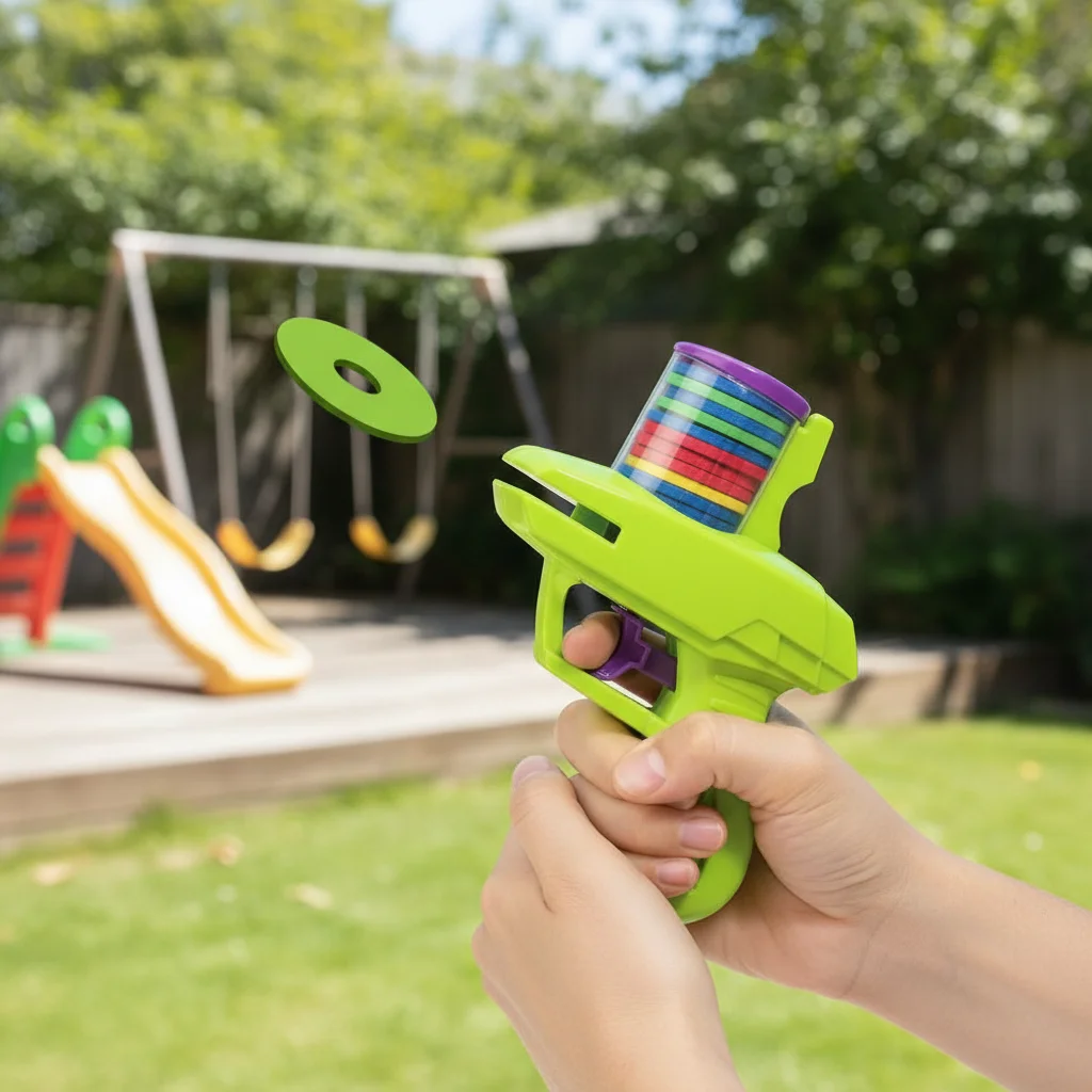 

1pc Foam Disc Launcher Flying Disc Handheld Shooter Indoor Shooting Game Outdoor Backyard Toy For Boys And Girls Birthday Gift