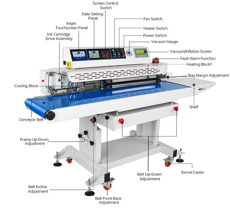 350QP Intelligent Multifunctional Automatic Vacuum & Heat Sealing Machine For Chemical Paper Film Barrel Packaging