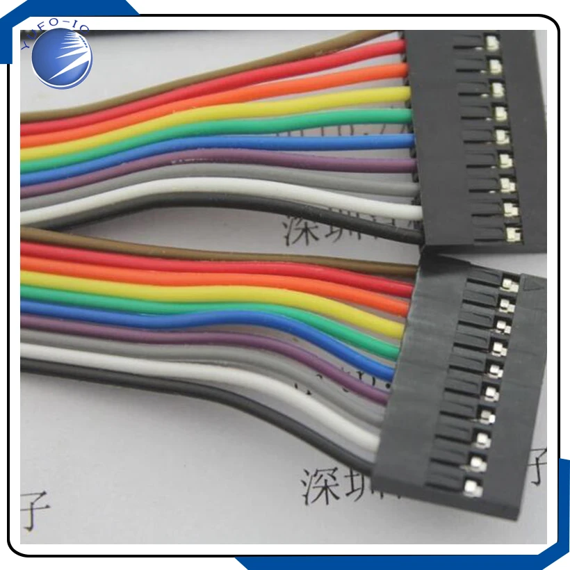 2 unids/lote cable DuPont 10P-10P cable DuPont de doble cabeza 10P 20CM Cable Du pont de 10 pines a 10 pines 200mm hembra a hembra