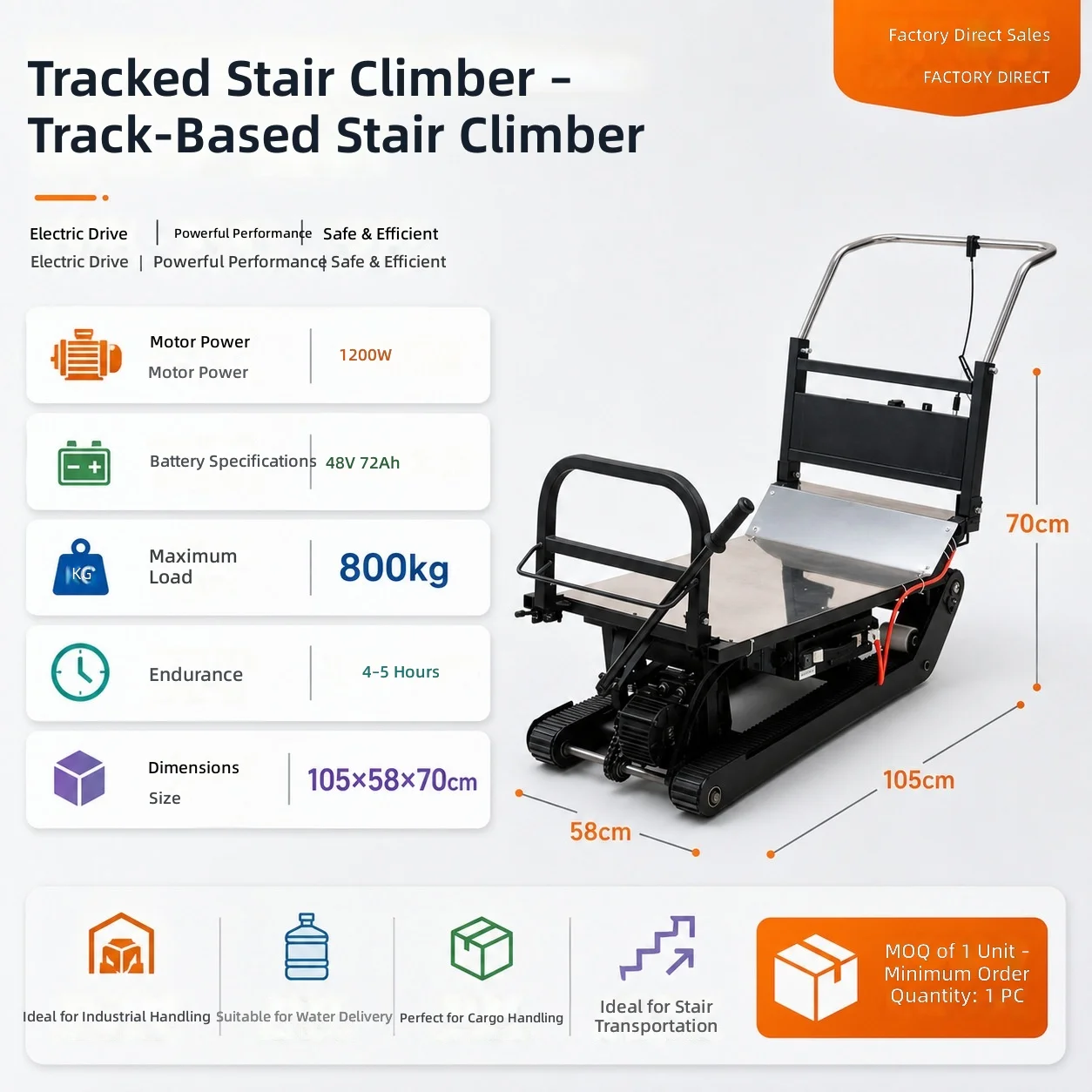 Stair Climbing Machine, Electric Stair Climber, 2 in 1 Track Design, Easy Turning, Water and Cargo Transport, Moving Helper