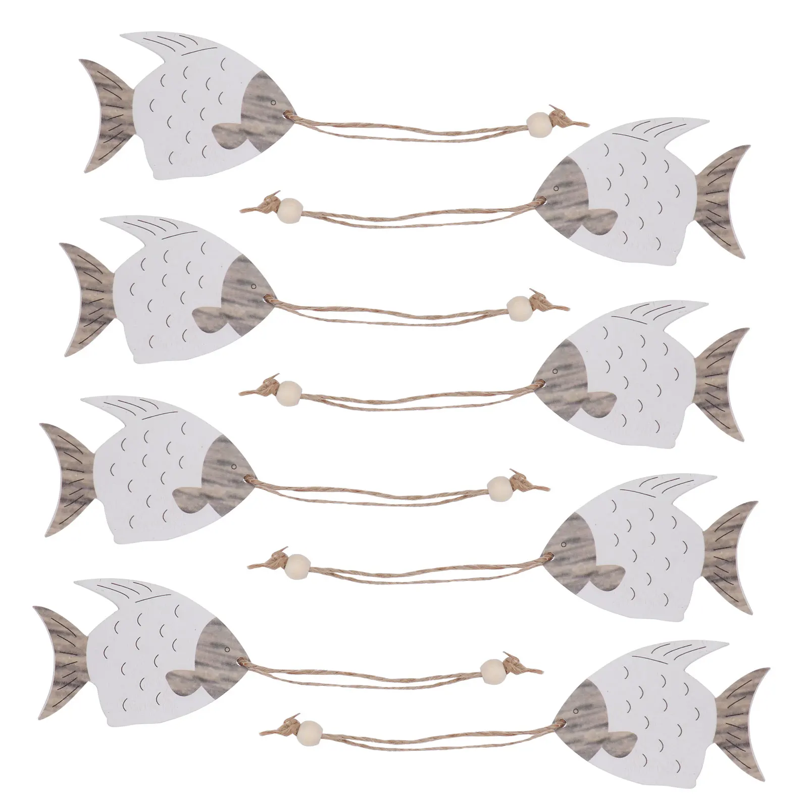 

8pcs Hawaiian Hanging Decor Fish Shape Wooden Pendant For Home Room Decoration Lightweight Wall Ornament