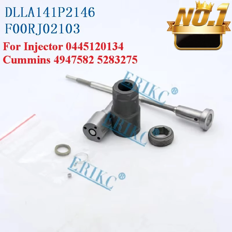 

ERIKC 0445120134 Fuel Injector Nozzle DLLA141P2146 Valve F00RJ02103 Nut F00RJ02219 Spare Parts Repair Kit Diesel CR for Cummins