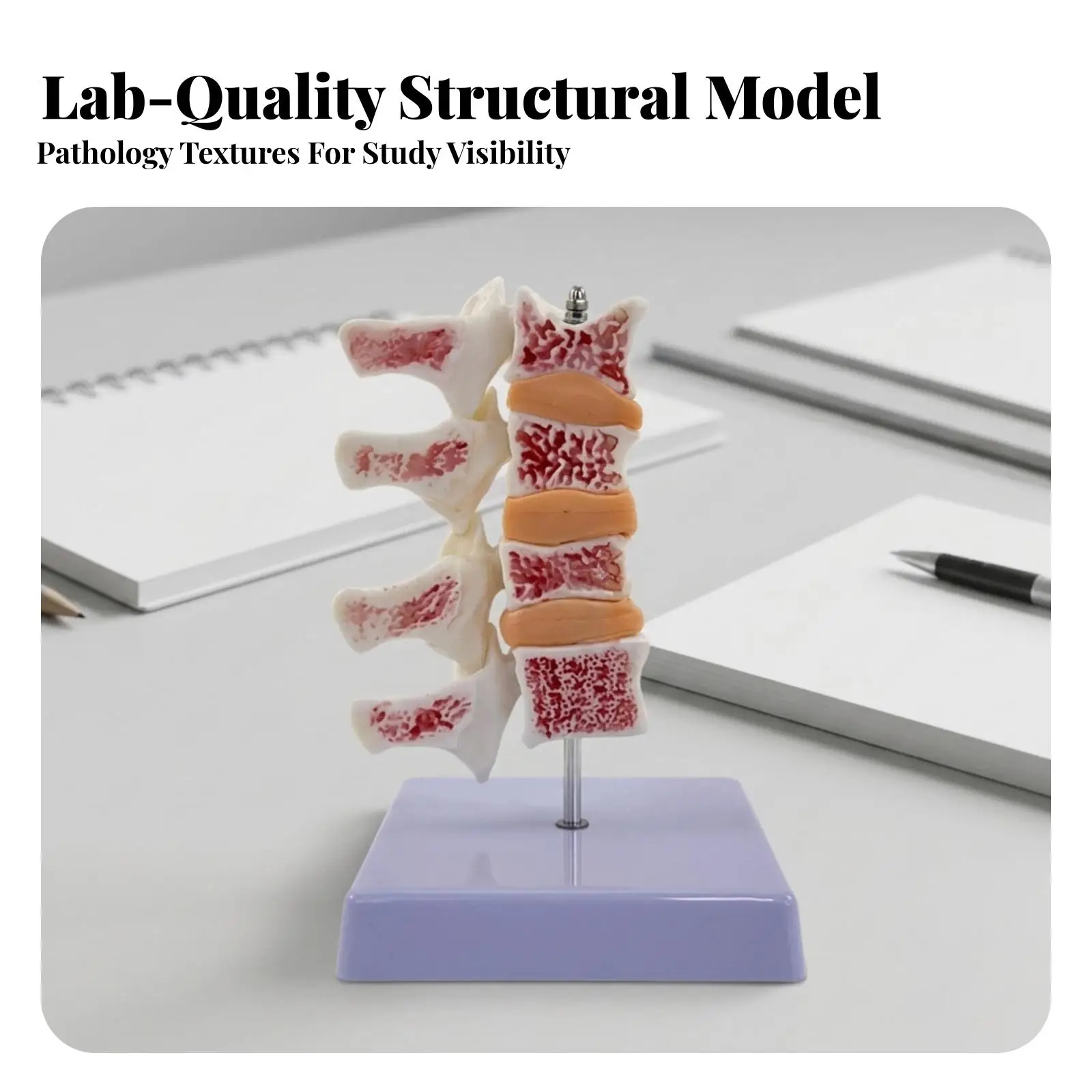 PVC Spine Lesion Specimen Anatomical Model with Osteoporosis Details for Medical Education Classroom Display