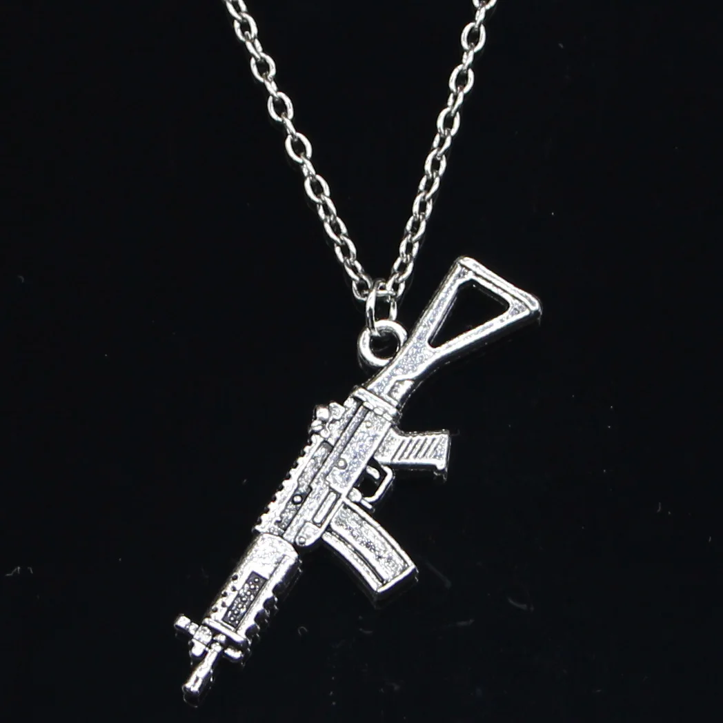 

20pcs New Fashion Necklace 45x13mm Machine Gun Assault Rifle Pendants Short Long Women Men Colar Gift Jewelry Choker