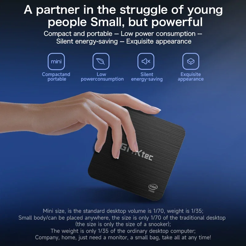 GMKtec G2 Mini-PC Windows 11 Pro Intel 12. Generation Alder Lake N100 Mini-PC DDR5 12 GB RAM 512 GB ROM WiFi 6 BT5.2 Desktop-Computer