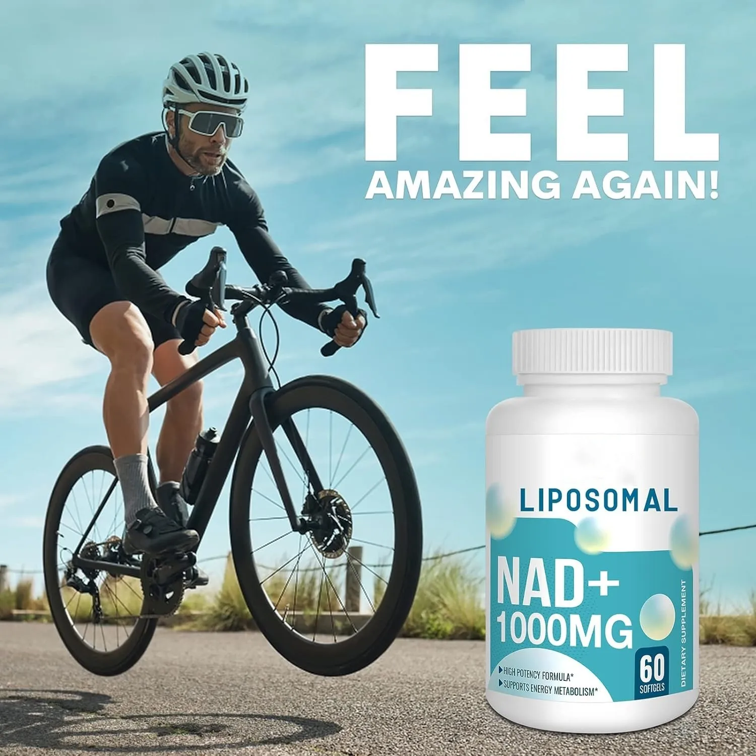 

1 bottle of NAD+soft capsule 1000mg supports cellular energy metabolism promotes DNA repair and maintains neurological health