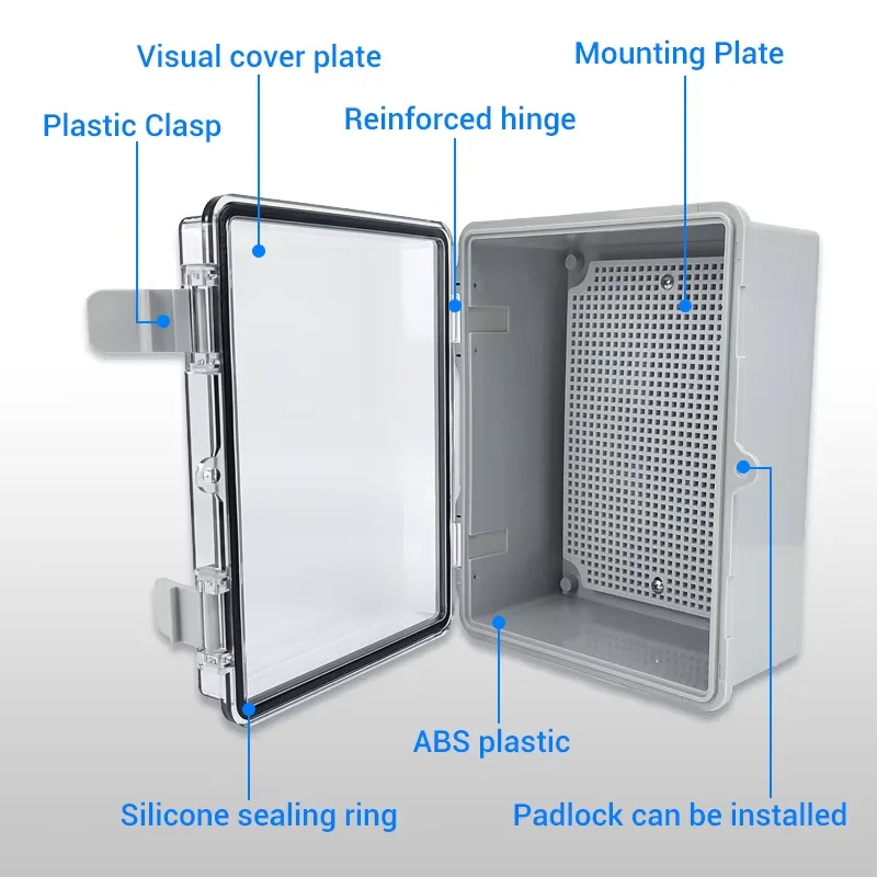 IP66 Gray/Transparent Electronic Box Instrument Hinge Case Waterproof Outdoor Distribution Enclosure Case PC Plastic