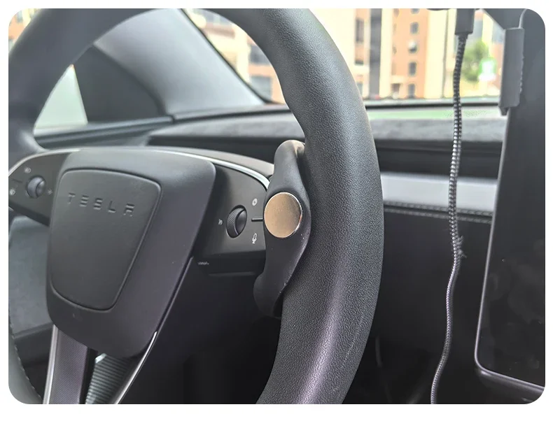Für Tesla Model Y Dekor Juniper Model 3 Highland 2025 2026 Drehbarer Lenkrad-Leistungsverstärker Drehknopf Sicherheitszubehör – Detail 11