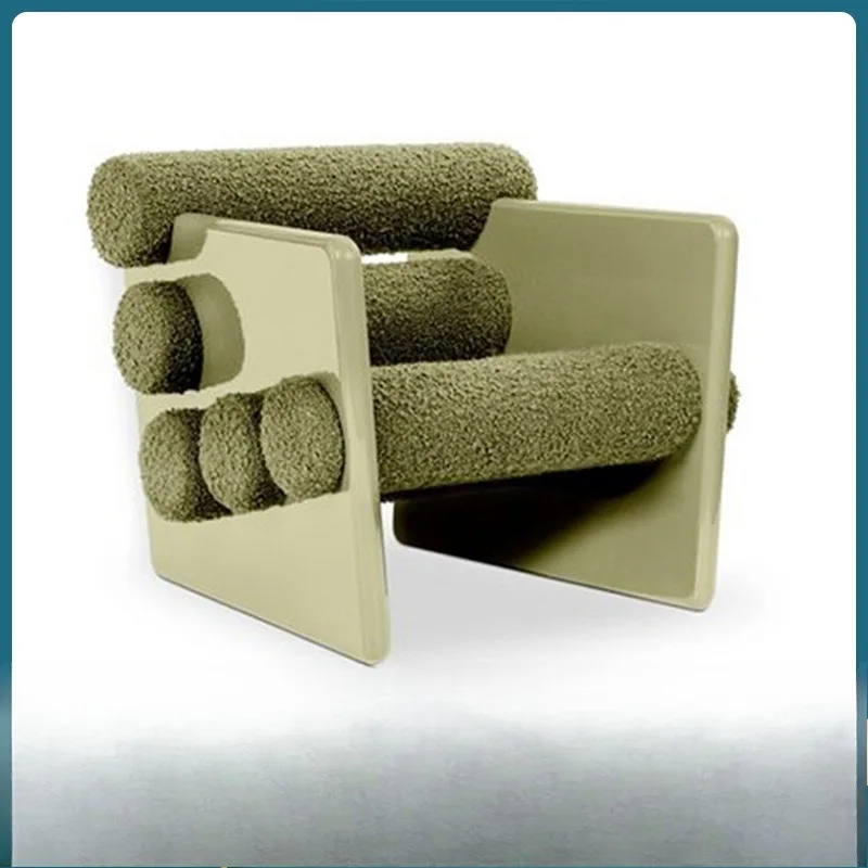 Light luxury simple designer sofa solid wood fabric leisure chair modern single sofa