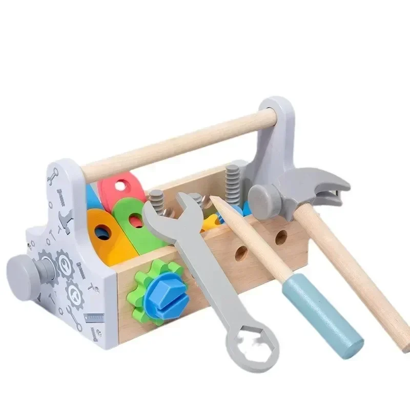 子供用ツールボックス木製おもちゃごっこ遊びセットナット分解ネジ組み立てシミュレーション修理ゲーム教育感覚玩具