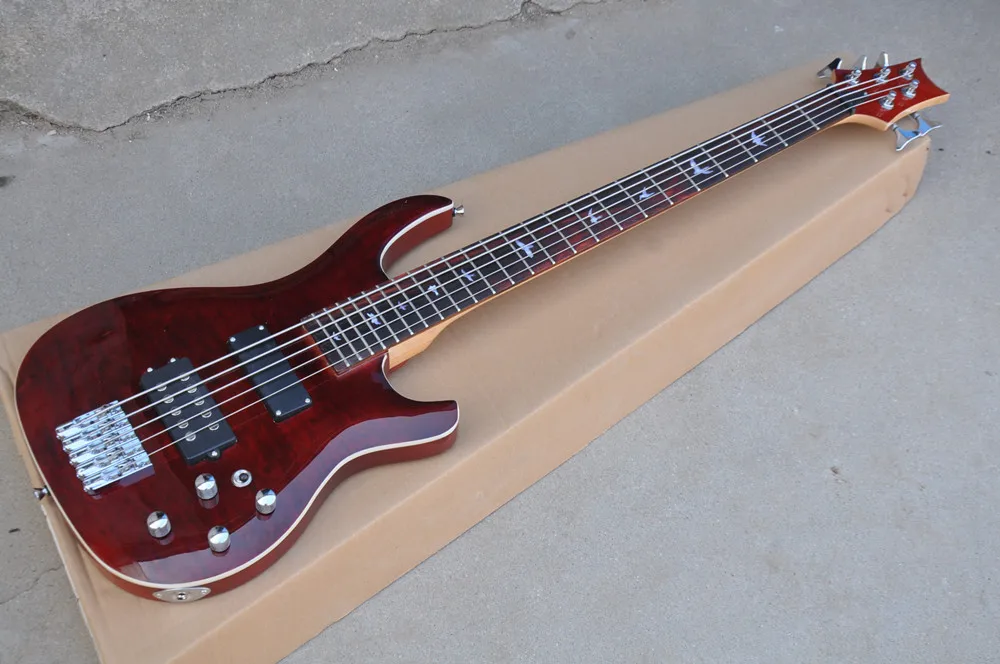 5 Strings Electric Bass Guitar with Chrome Hardware, Rosewood Fretboard, Provide Customized Service