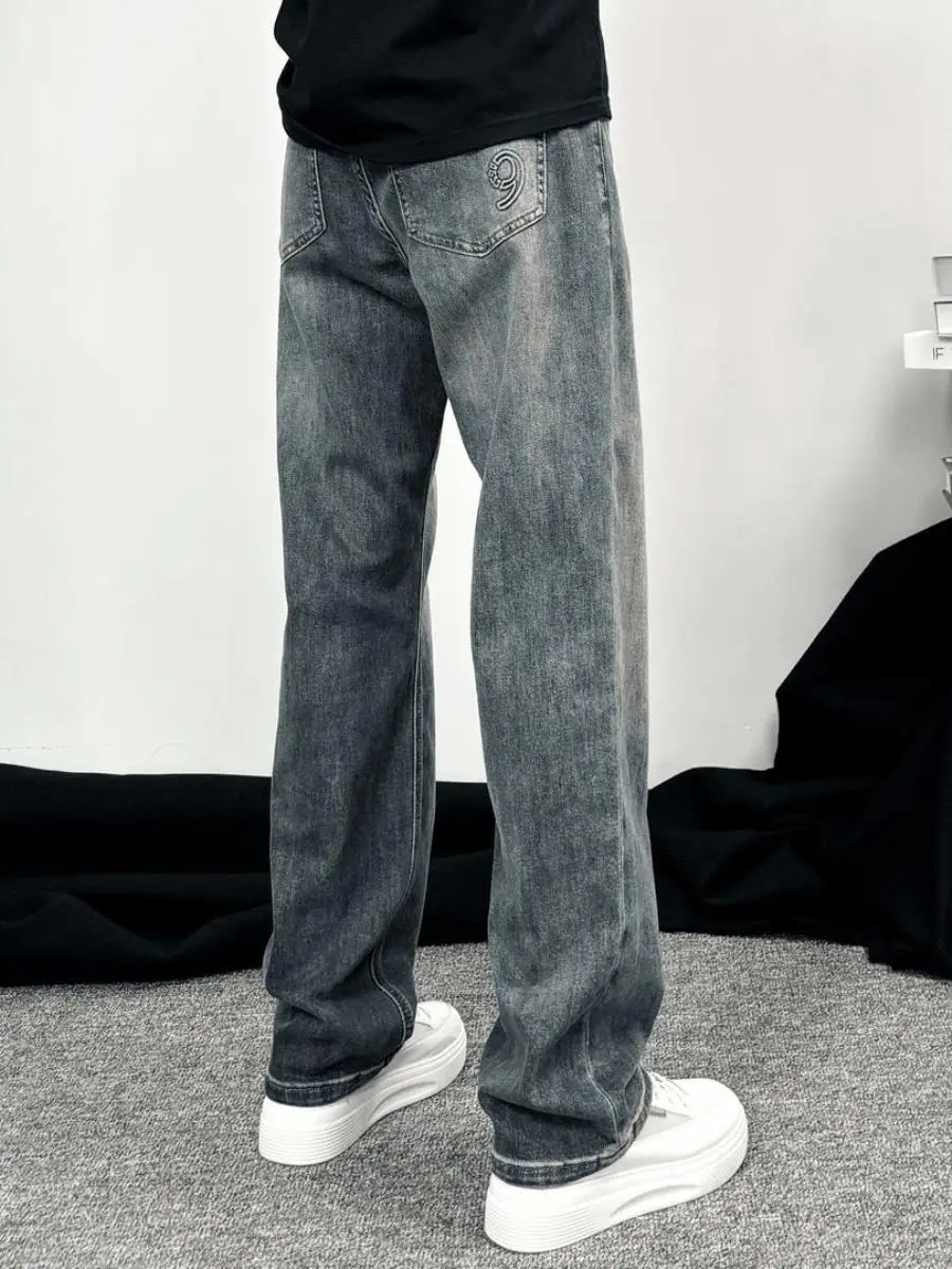 

New 2026 Men's Slim Fit Straight Leg Jeans Elastic Wide Leg Thin Summer Blue Vintage Waed Casual Comfortable Non-Stretch