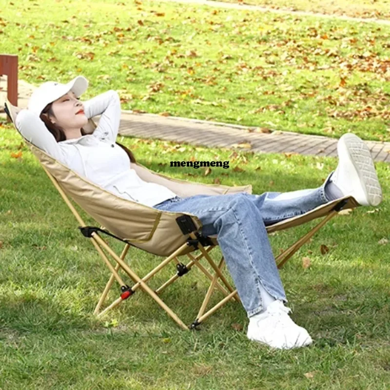 X188 Camping Reclining Folding Chair Adults Indoor Sun Lounger Fishing Folding Chair Moon Beach Bed Sillas Plegables Furniture