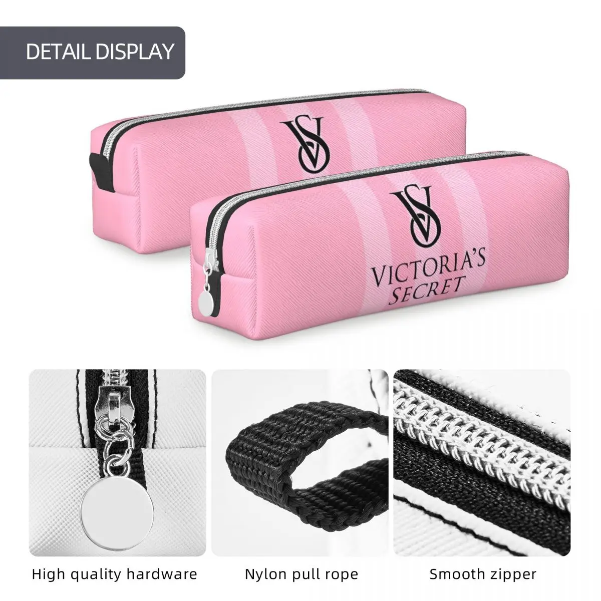 V-Victoria\'s S-Secret Stripe Pencil Cases Fun Pen Bag Student Large Storage Students School Gift Pencil Box