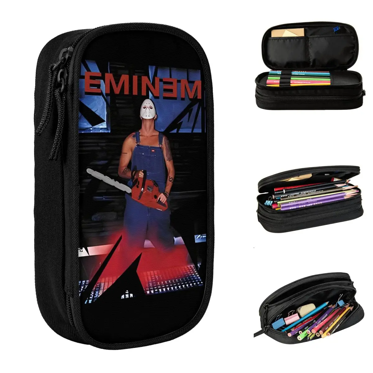 Large Pencil Case Eminem Death Slim Shady 2024 Music Office Accessories Double Layer Pen Case Girl Makeup Bags Perfect Gifts