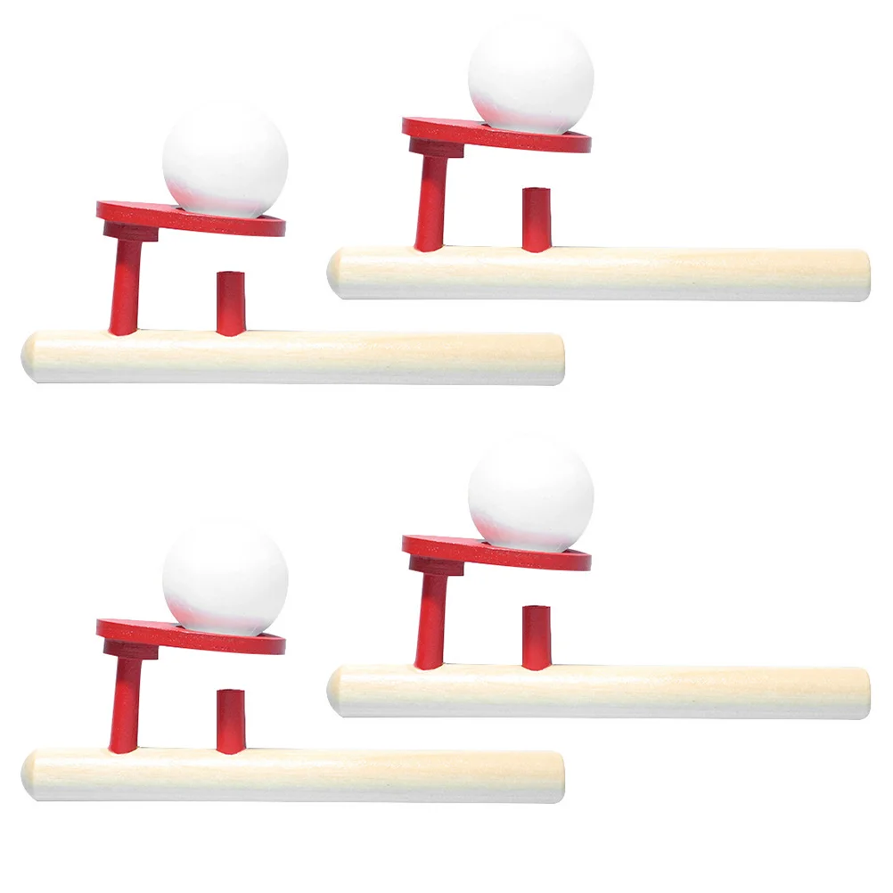4 Pcs Blowpipe Toy Toys for Kids Floating Rod Blowing Game Wooden Games Fun Balancing